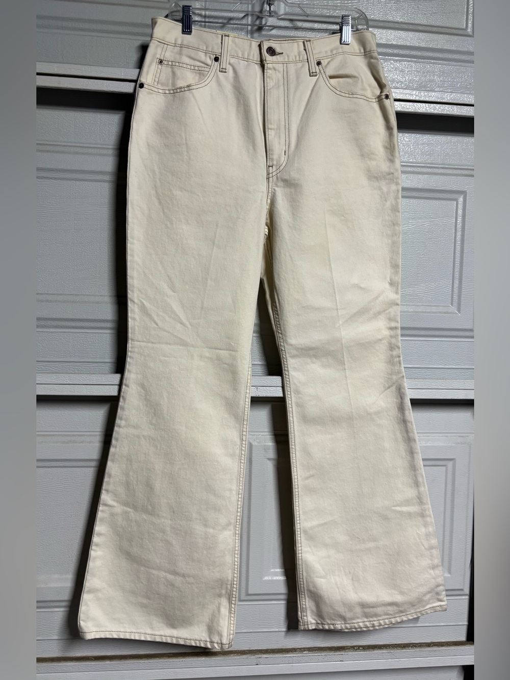 Levi's Cream Wide-Leg Flare Jeans